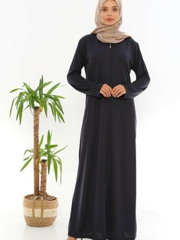 Fermuralı Namaz Elbisesi Ferace Lacivert