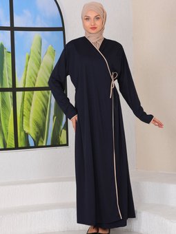Yandan Bağlamalı Namaz Elbisesi Lacivert 3000ldn