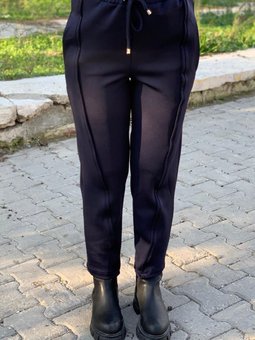 24k4574 Lacivert Scuba Beli Lastikli Pantolon