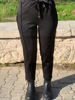 24k4574 Siyah Scuba Beli Lastikli Pantolon