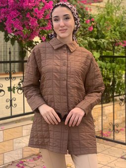 Kahve Kapitoneli Basıc Ceket