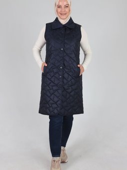 Lacivert Büyük Beden Kapitone Yelek