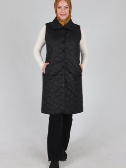 Siyah Büyük Beden Kapitone Yelek