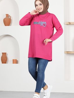 Baskılı Tunik Msl5026 Fuşya
