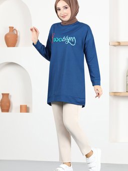 Baskılı Tunik Msl5026 İndigo