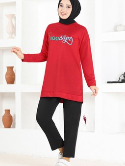 Baskılı Tunik Msl5026 Kırmızı