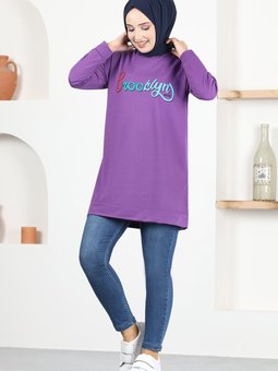 Baskılı Tunik Msl5026 Lila