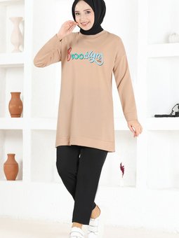 Baskılı Tunik Msl5026 Vizon