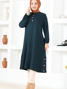 Düğme Detay Tunik Msl1432 Petrol