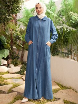 Büyük Beden Koyu Mavi Ferace