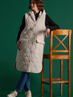 Iri Cepli Kapüşonlu Kapitone Yelek Gri