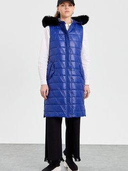 Kapitone Yelek Saks Mavisi