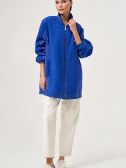 Peluş Kap Ceket 6010 Saks Mavisi