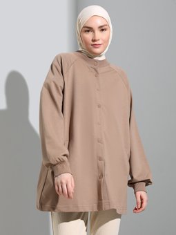 Pamuklu Dik Yaka Koyu Vizon Kap