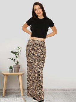 Desenli Leopar Uzun Etek