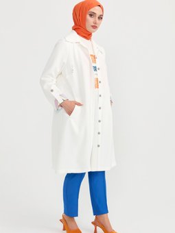 Ekru Baskı Detaylı Cepli Twin Set 2324152