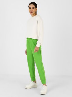 Beli Lastikli Çimen Yeşili Pantolon