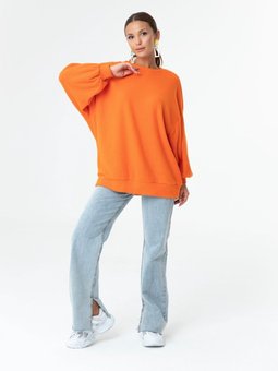 Bisiklet Yaka Sweatshirt Oranj