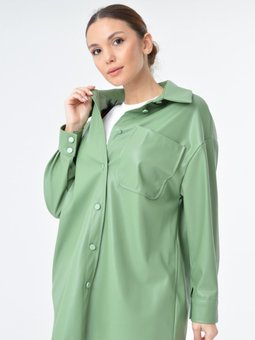 Deri Görünümlü Ceket Çağla