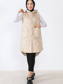 Önden Düğmeli Yelek Tsd231004 Bej