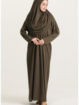 Kolay Giyilebilen Tek Parça Namaz Elbisesi Haki