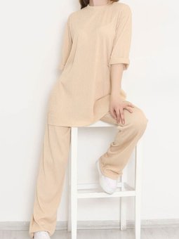 Fitilli Duble Kol Takım Bej