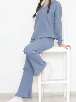 Kapüşonlu Fermuarlı Takım Kotmavisi