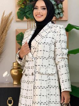 Bej (taş) Kruvaze Yaka Düğmeli Kaşe Ceket 4167