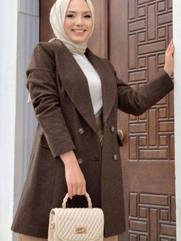 Kahve Düğmeli Kaşe Ceket 4077