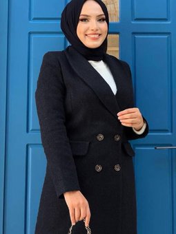 Siyah Düğmeli Kaşe Ceket 4077