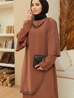 Hürrem Büyük Beden Abiye Elbise Camel