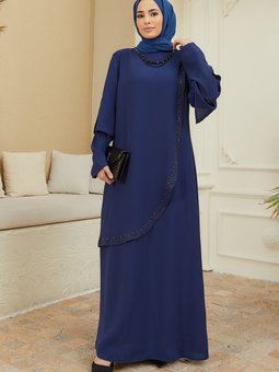 Hürrem Büyük Beden Abiye Elbise İndigo