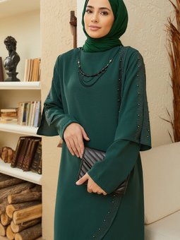 Hürrem Büyük Beden Abiye Elbise Zümrüt Yeşili