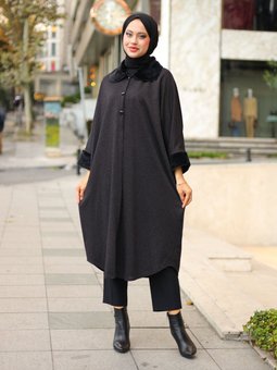 Düğmeli Kahverengi Panço