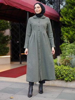 Kazayağı Desenli Haki Kap