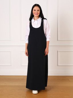 Büyük Beden Askılı Örme Spor Salopet Lacivert Elbise