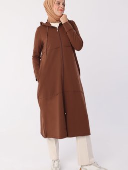 Kahve Büyük Beden Penye Hırka