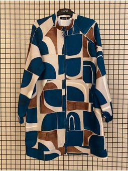 Krep Kumaş Renkli Baskılı Spor Ceket