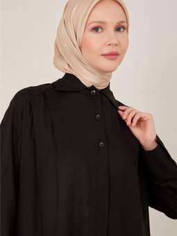 Önü Asimetrik Kobalı Ve Pileli Gömlek 23y3321 Siyah