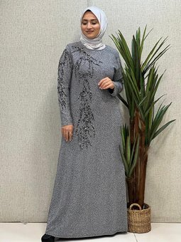 Likralı Taşlı Abiye Elbise