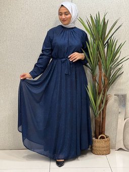 Simli Tül Abiye Elbise