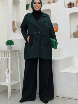 22234 Triko Hırka Zümrüt Yeşili