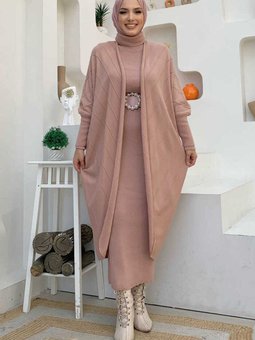 4369 Yarasa Triko Hırka Pudra