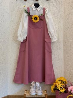 Pembe Keten Etekli Salopet