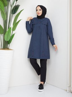 Mini Kareli Ekose Desen Mevsimlik Gömlek Tunik 61048