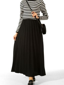 Siyah Piliseli Uzun Etek Me000134