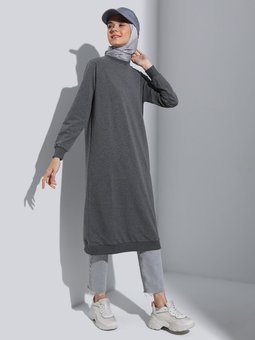 Bisiklet Yaka Uzun Sweatshirt Antrasit Benin