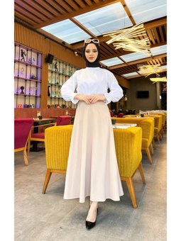 Maxi Boy 36 48 Beden Arası (s M L Xl) Altı Dikişli Dört Mevsim Skuba Krep Etek Kum Beji