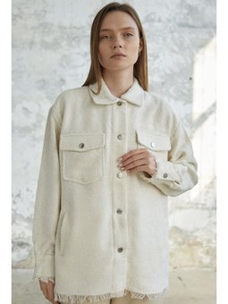 Beyaz Püskül Detay Çıtçıtlı Gömlek