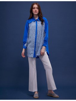 Garnili Gömlek Kobalt Mavi